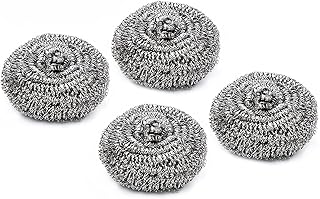 ECVV 4Pcs Stainless Steel Metal Spiral Scrub Sponge