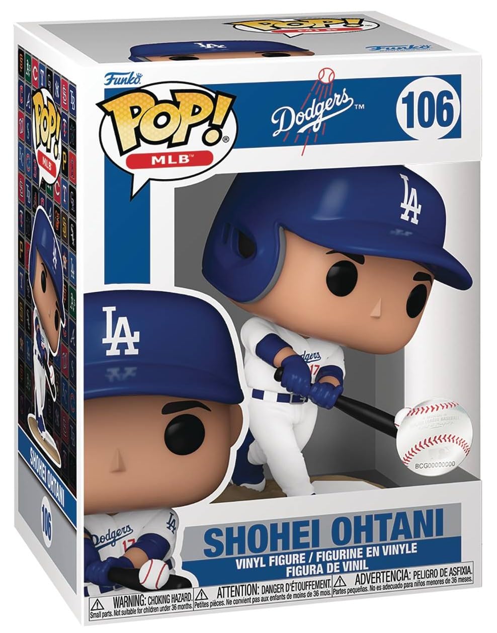 POP MLB: Dodgers - Shohei Ohtani (White Home Uniform) Funko Vinyl Figure (Bundled with Compatible Box Protector Case), Multicolor, 3.75 inches