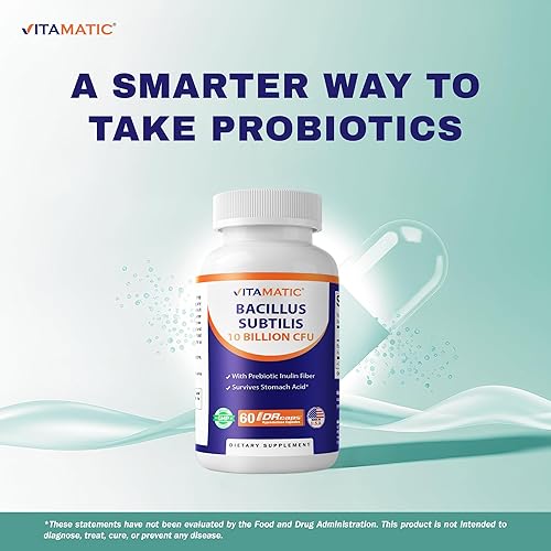 Miniatura 4 de Vitamatic Bacillus Subtilis 10 mil millones por cápsula DR – 60 unidades – Apoyo digestivo, intestinal e inmunitario – Fabricado con fibra