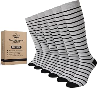 Diamond Star Graduated Compression Socks for Men & Women - Knee High Support for Running, Travel, Nurses