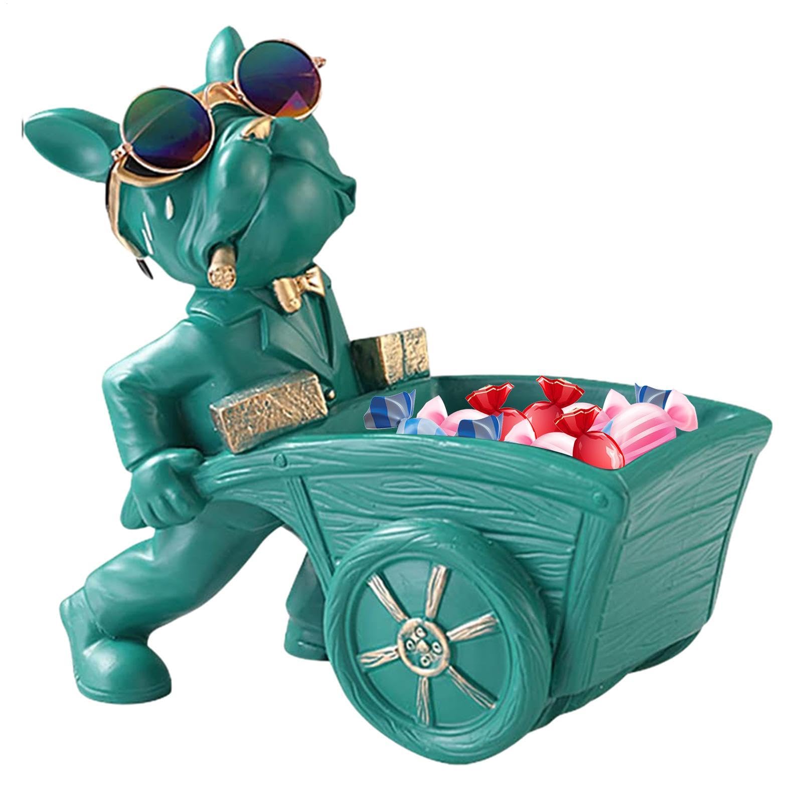 Plat de bonbons en résine pour bureau d'entrée - Bol clé design chien mignon et chariot