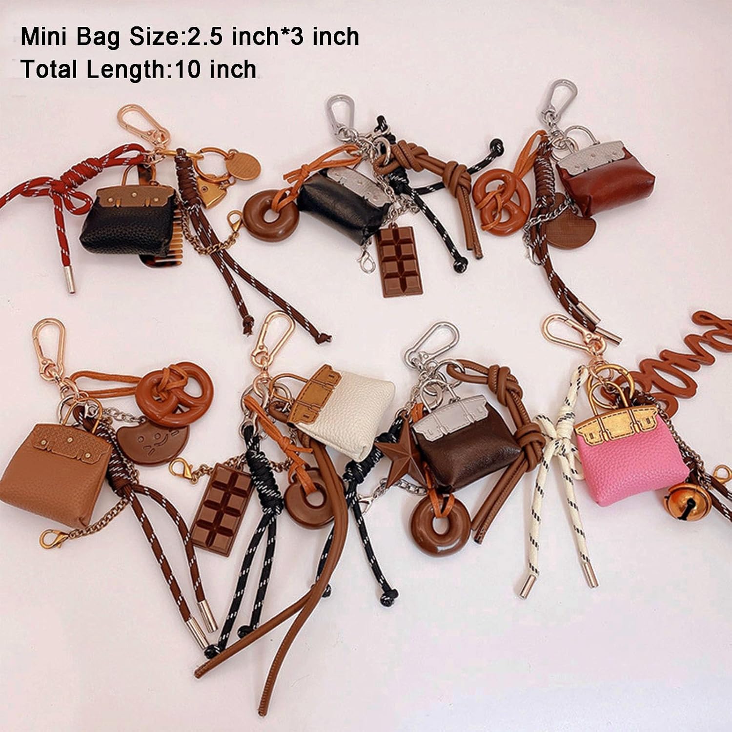 Bag Charms Designer Leather Bag Purse Charms Cute Rope Keychains Y2k Backpack Handbag Accessories - Image 3