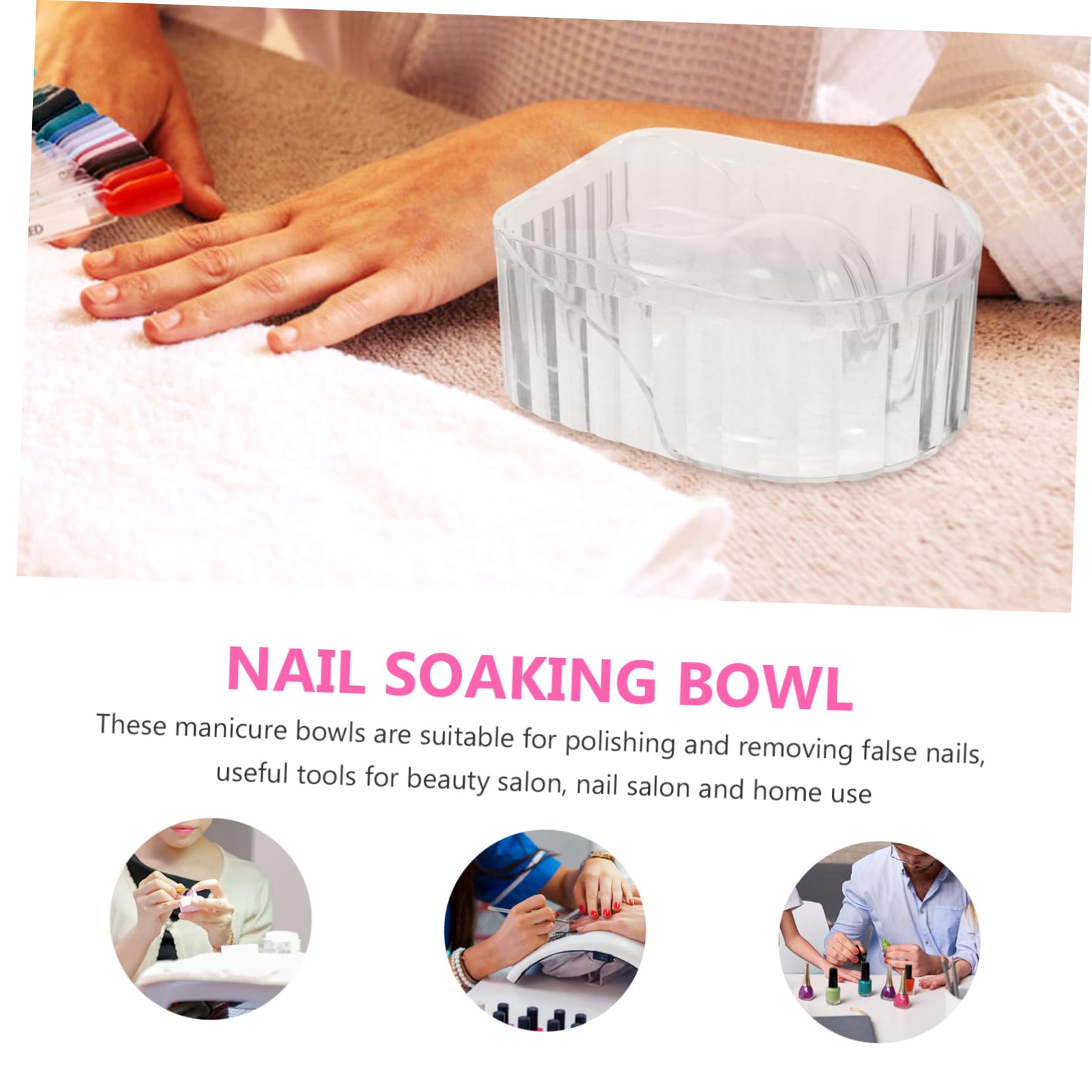 5 pezzi Ciotola per Ammollo Unghie in Acrilico Trasparente Manicure Spa Rimuovi e Semipermanente Bacinella Ergonomica per Salone e Domestico