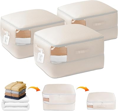 DIMJ Blanket Storage Bag Compression Organizer -3 Pack 198L Washable Bags