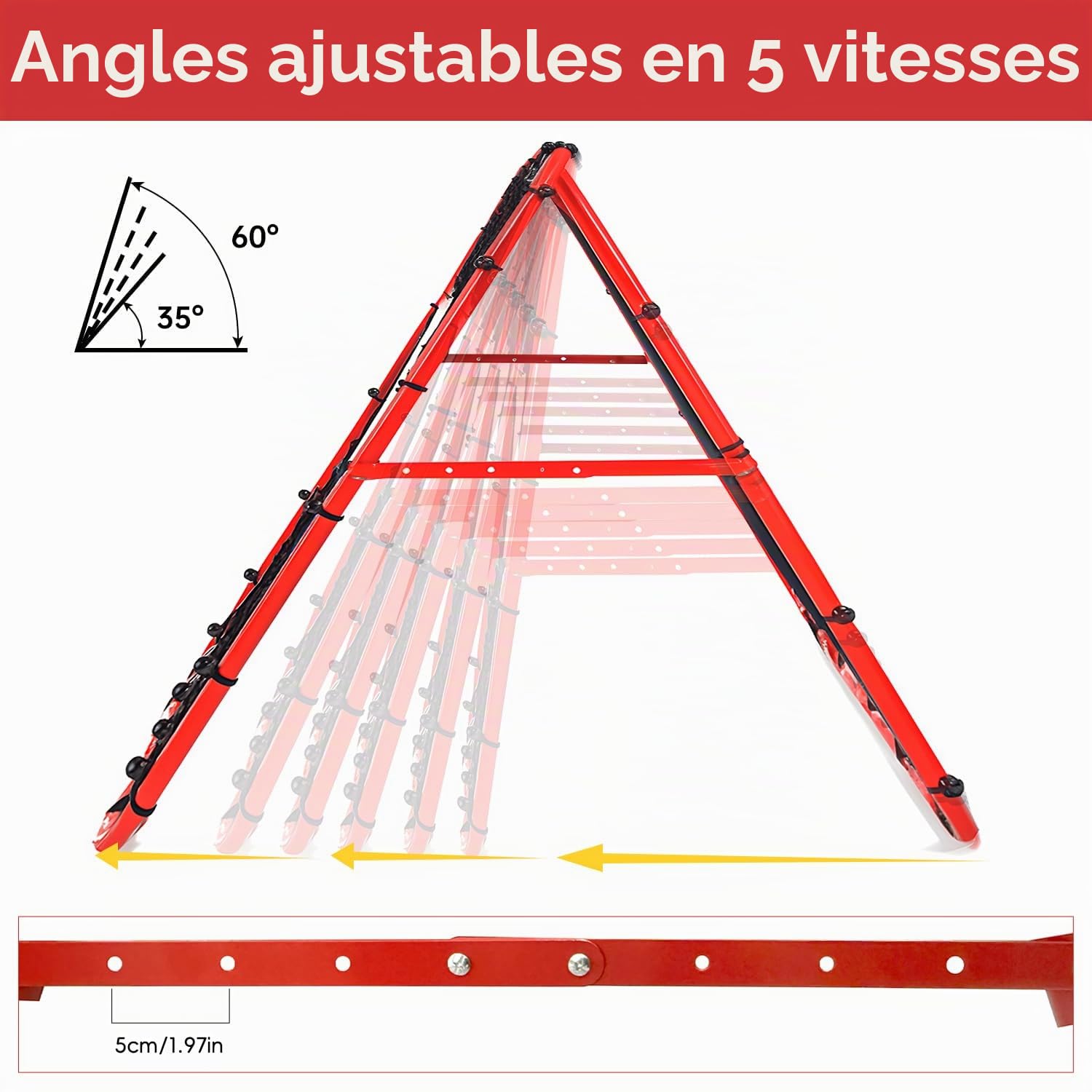 Filet de Rebond Double Face - Angle réglable sur 5 Niveaux Filet de Rebond avec Cible de Kickback pour Enfants But de Football Portable pour Jardin extérieur 100x100 cm Rouge Filet de Rebond Football