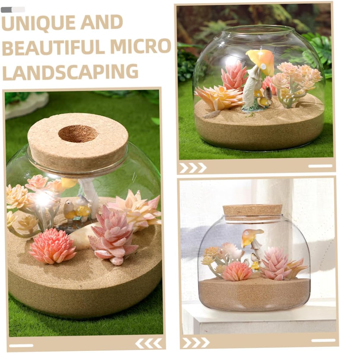 Happyyami 2pcs Transparent Glass Terrarium Plant Bottle for Microlandscape and Moss Display Sealing Design for Spaces Home Decor and Tabletop Arrangement