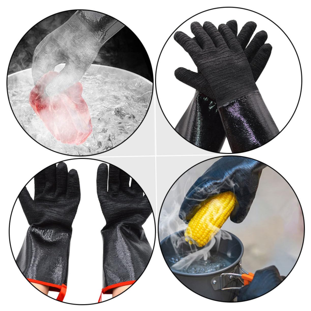 Guanti da Forno in Neoprene Neri Resistenti al Calore, 1 Paio