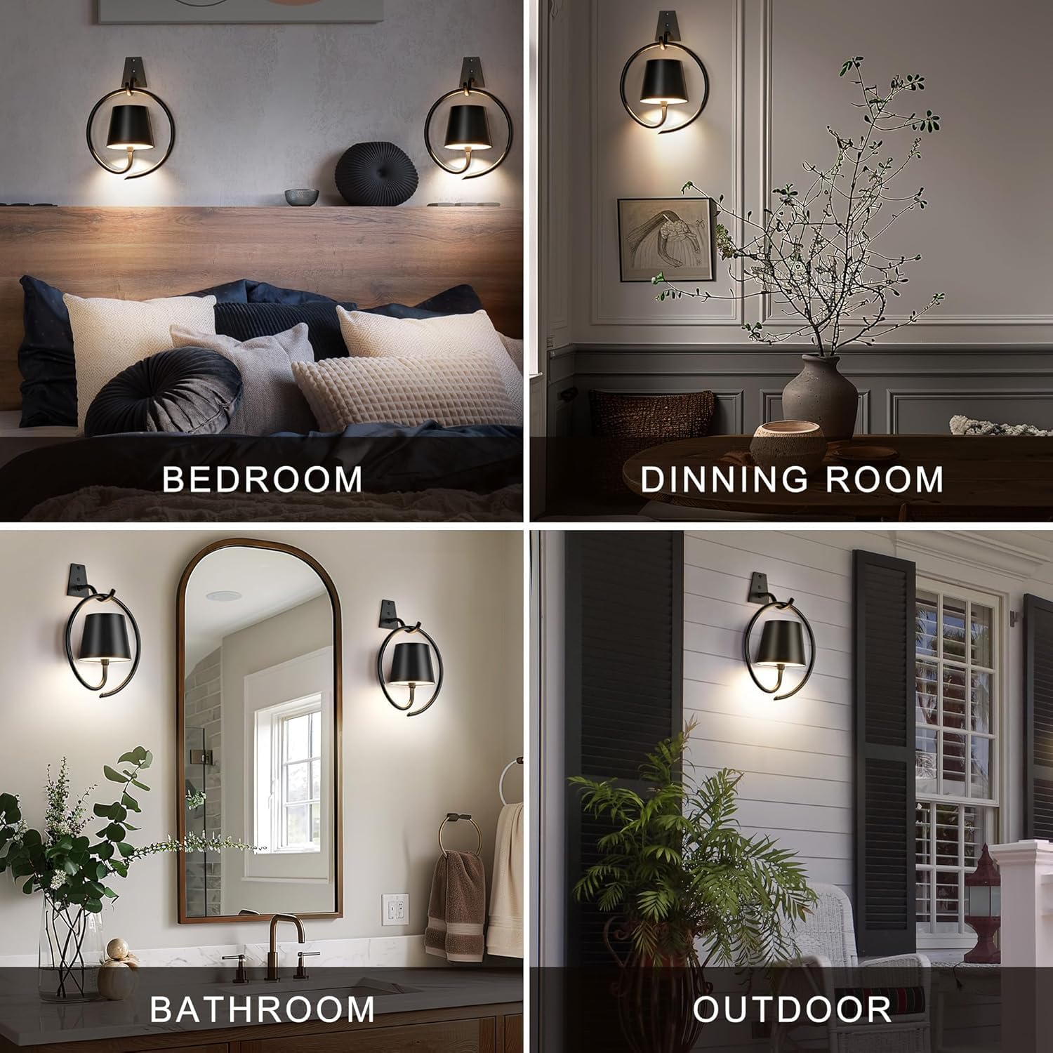 Applique da Parete a Batteria, luci LED Ricaricabili per Interni, luci LED Wireless, lampade LED Impermeabili per Camera da Letto e Soggiorno, Certificazione CE UE.