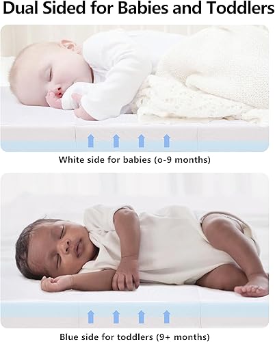 Miniatura 5 de Mecc ecoh Colchones plegables para empacar y jugar, colchón portátil transpirable Pack N Play, espuma viscoelástica reversible de gel frío, forro