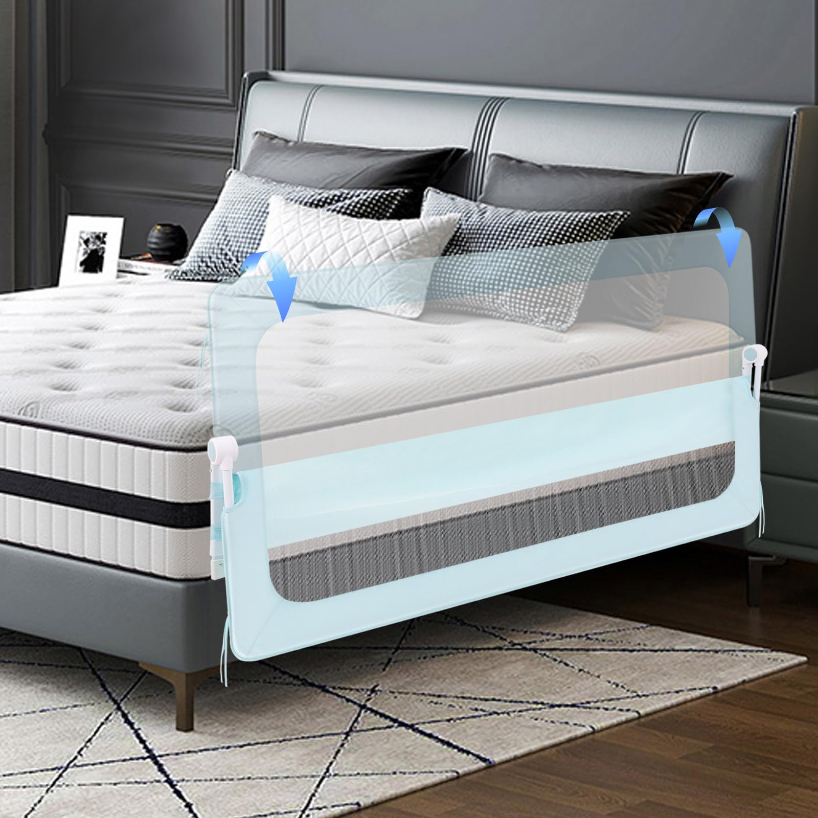 Barriera di protezione per letto portatile, 176 cm, per bambini da 0 mesi a 10 anni, protezione anticaduta per lettini a molle, protezione da viaggio