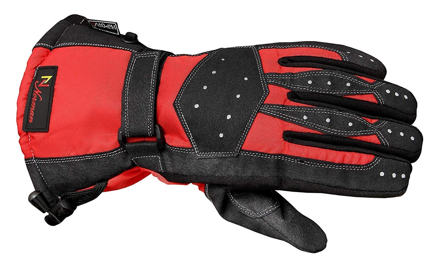 RED TRACKER TEXTILE WATERPROOF THERMAL WINTER MOTORCYCLE MOTORBIKE GLOVES (L)