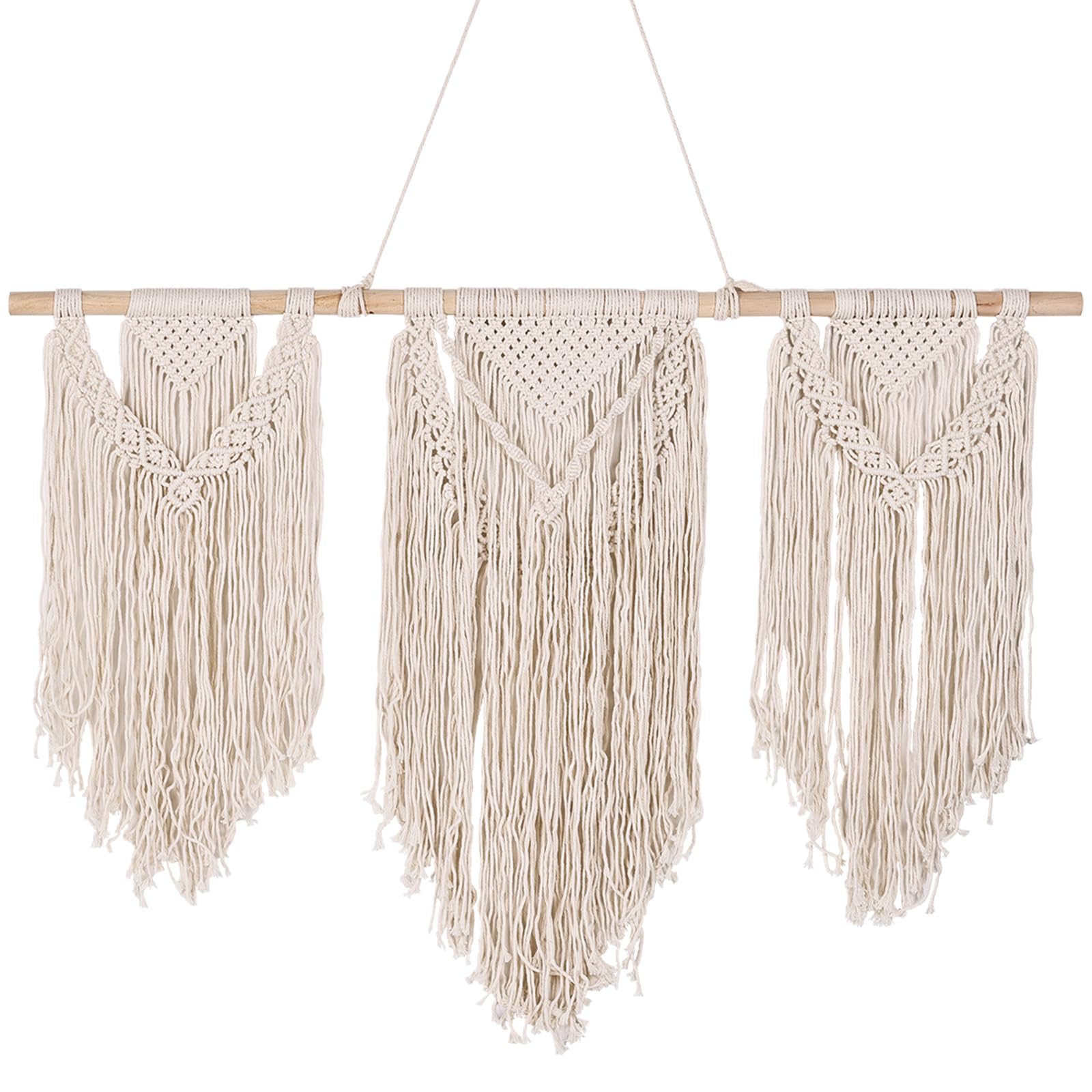SHENGTIAN Bohemian Macrame Wall Hanging 43"x32" - Large Macrame Wall Tapestry, Woven Cotton Tapestry for Bedroom, Living Room, and Office - Boho Wall Decor for Modern Homes (Tapestry-A)