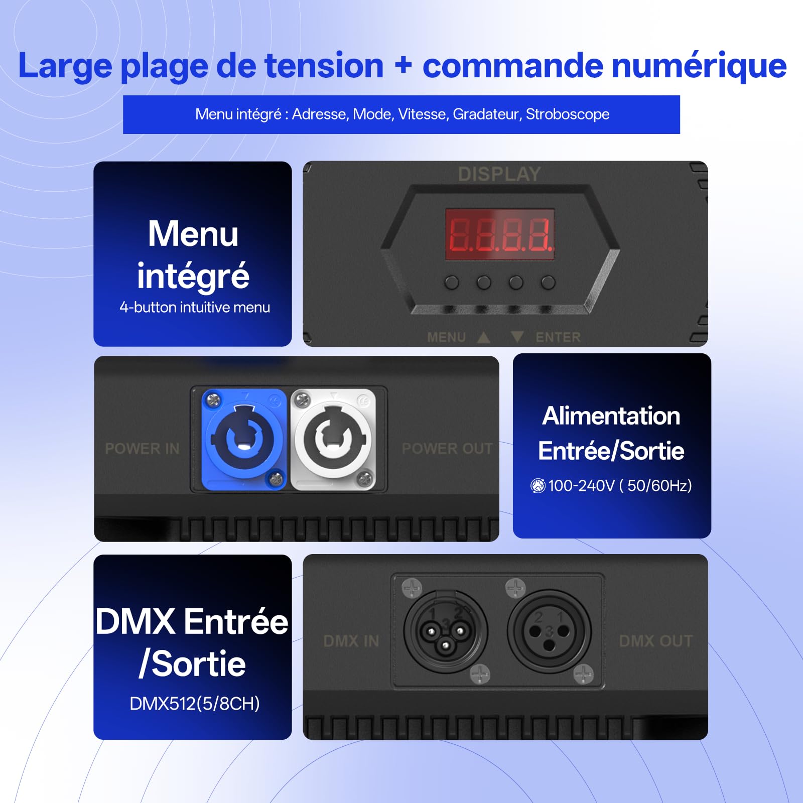120W Wallwasher LED pour Extérieur, 640 x 0.5W RGB LEDs Stroboscope avec Son Activé et 32 Effets Lumineux, Éclairage Lumière de Scène DMX pour Fêtes Mariages Halloween Noël Jardin Terrasse