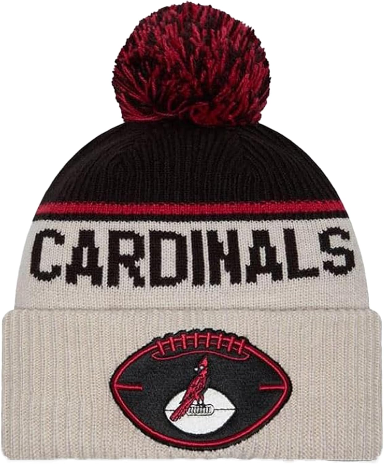 New Era Unisex-Adult NFL Team Color Cream Official Sideline Historic Cuffed Knit Pom Beanie Cold Weather Knit Hat