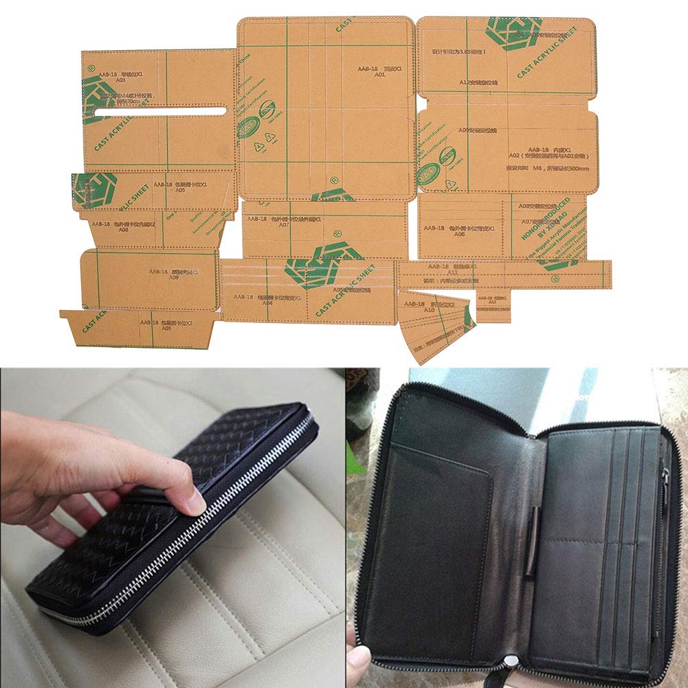 Plantilla de patrón de cartera larga, plantilla acrílica, molde para manualidades de cuero, herramienta DIY