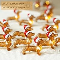 Vista 3 de BOHON - Luces de Navidad de Dachshund de 10 pies con 30 LEDs, luces de cadena de hadas para perro weiner, decoración navideña de perro salchicha