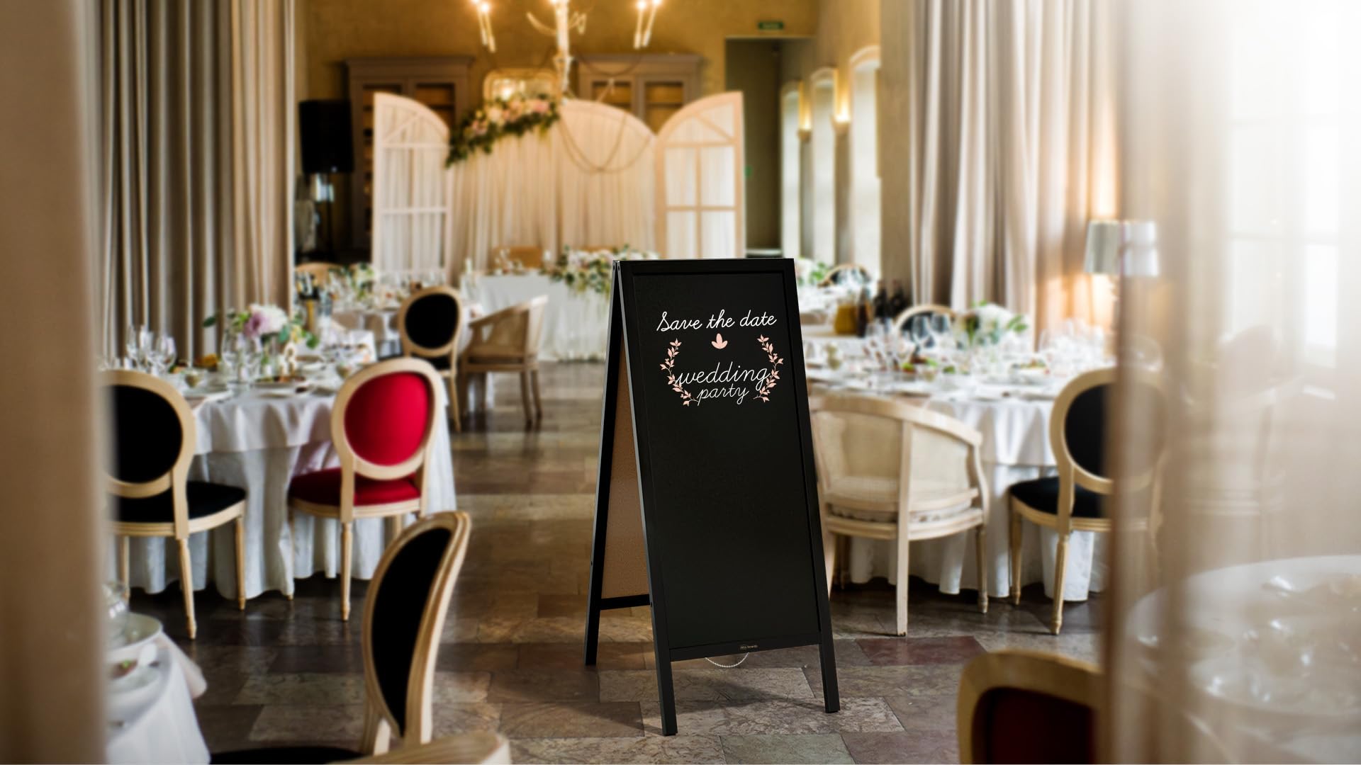ALLboards Stopper per clienti con telaio in legno nero 150 x 61 cm, lavagna pubblicitaria, espositore per marciapiedi, cavaliere stradale, gesso