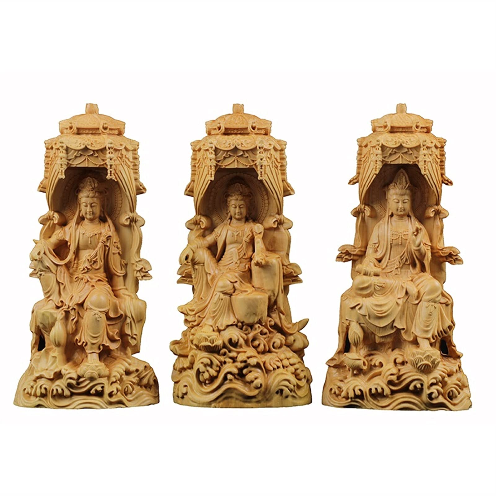 SBCGFY Creative Design Guanyin Sculpture Wood Carving Buddha Statue Feng Shui Decoration Home Decoration Indoor Statue