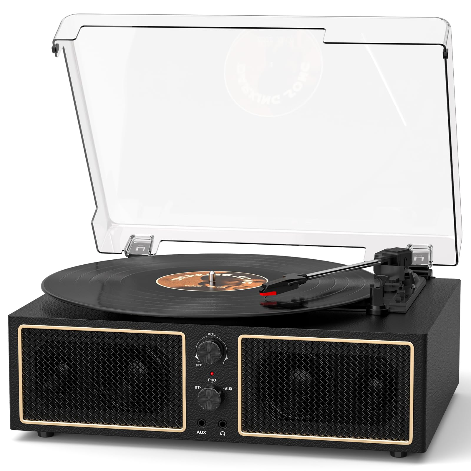 Photo 1 of Vinyl Record Player with 4 Built-in Stereo Speakers, Turntable for Vinyl Records, Retro LP Player with Bluetooth, 3-Speed Record Player with AUX Input, RCA Output, Headphone Jack & PC Recording