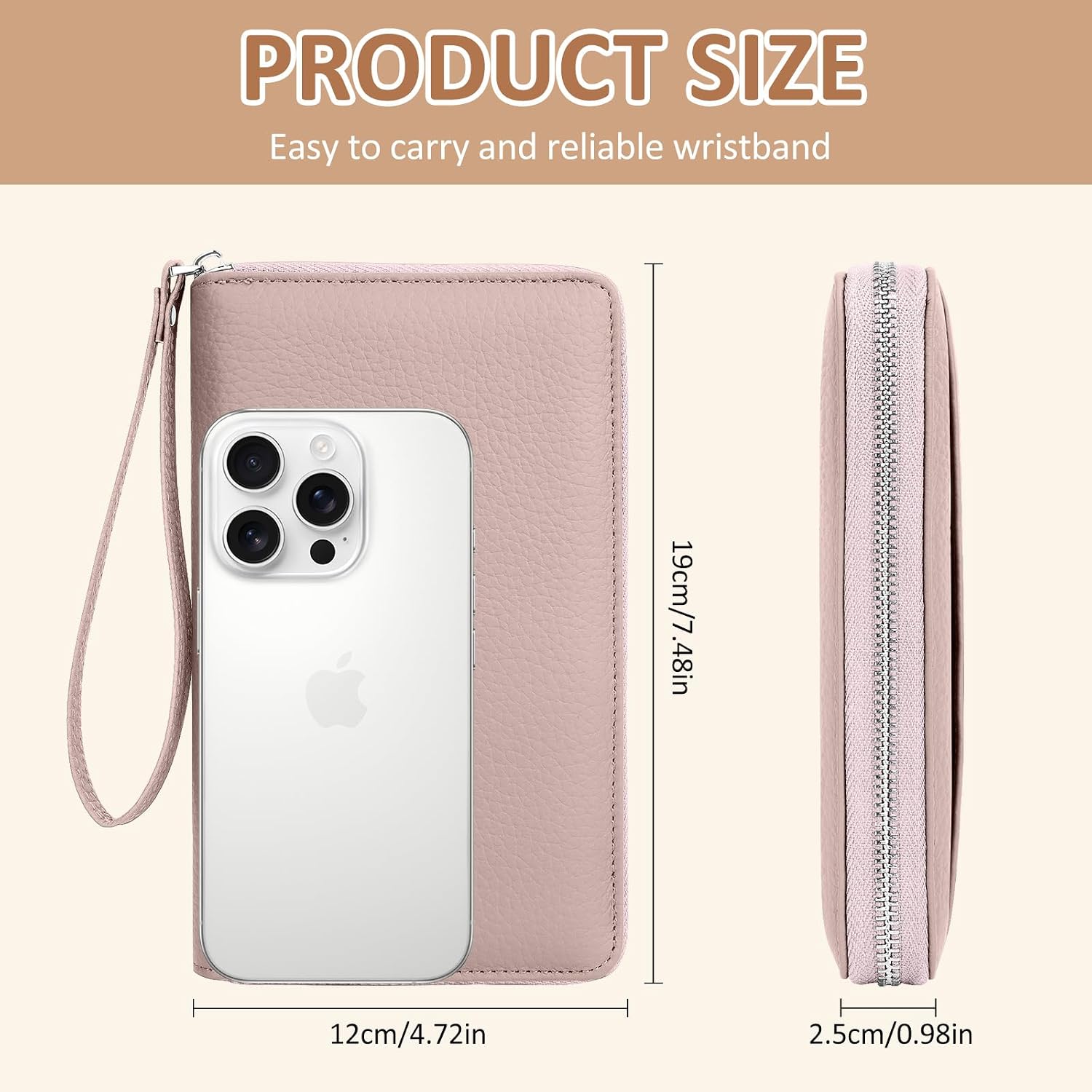 Passport Holder For Travel, Leather Passport Holder RFID Passport Wallet With Zipper Coin Pocket And Wristlet Strap Women And Men Passport Case For Credit Card, ID, Cash.Pink