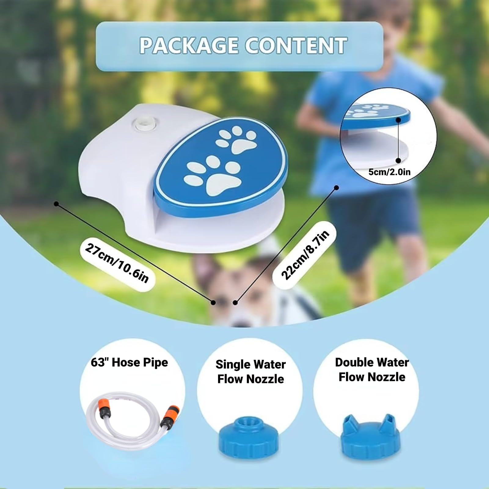 Zewnętrzna fontanna dla psa dog sprinkler regulowana fontanna dla psa, wygodna aktywna poidło dla psa z rurką dla psa dog water toys Fontanelle