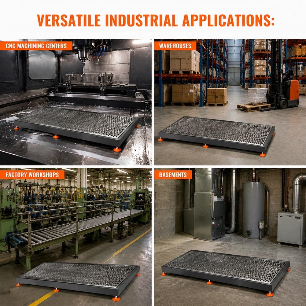 Plataforma de trabajo de acero resistente, construcción de acero laminado en frío, capacidad de 2400 kg, altura ajustable de 120 a 140 mm para suelos industriales, duradera y fiable