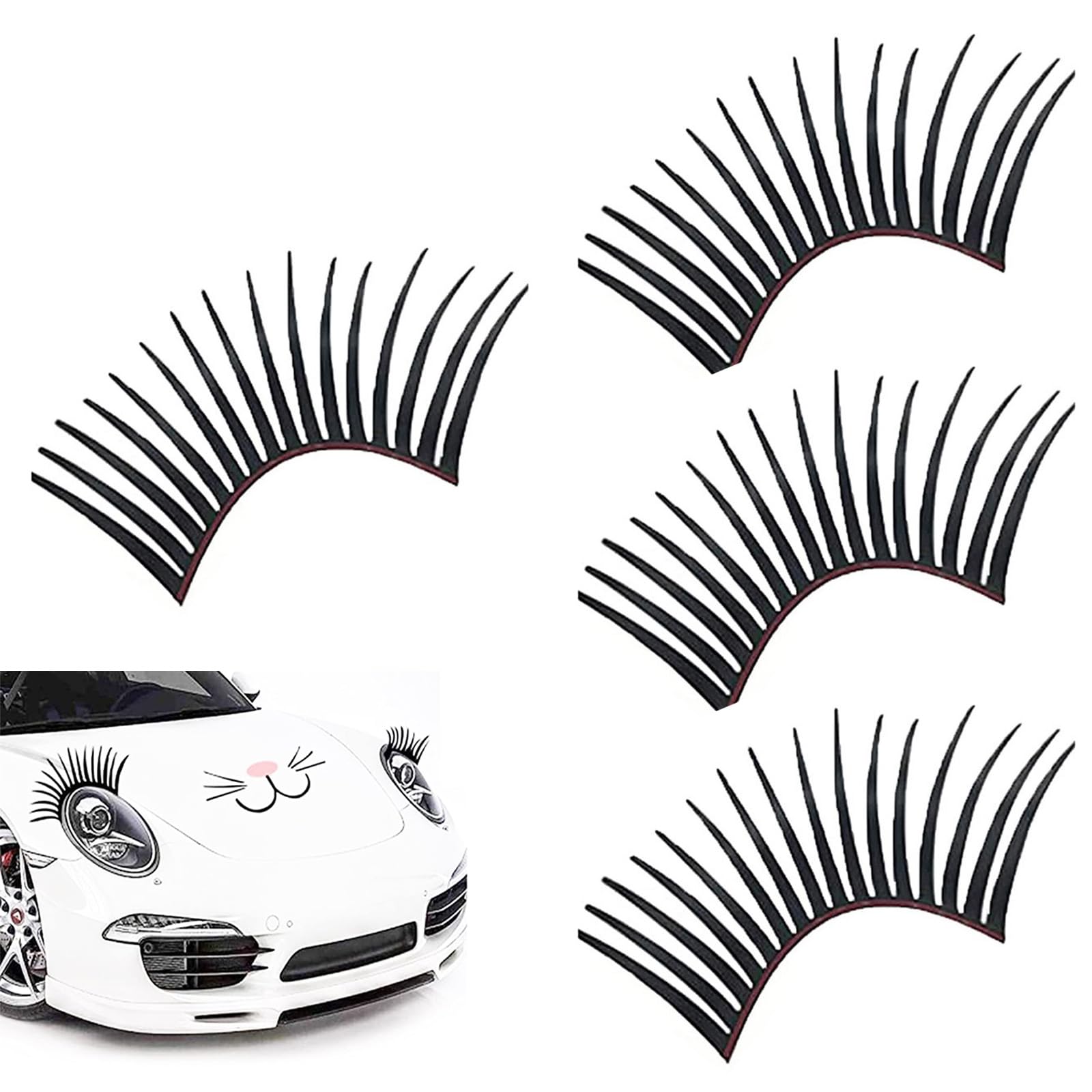 3 Paia Di Adesivi Per Ciglia Per Auto – Decorazioni Divertenti Impermeabili In PVC, Per Fari, Finestrini E Paraurti, Cartoni Animati, Multicolori