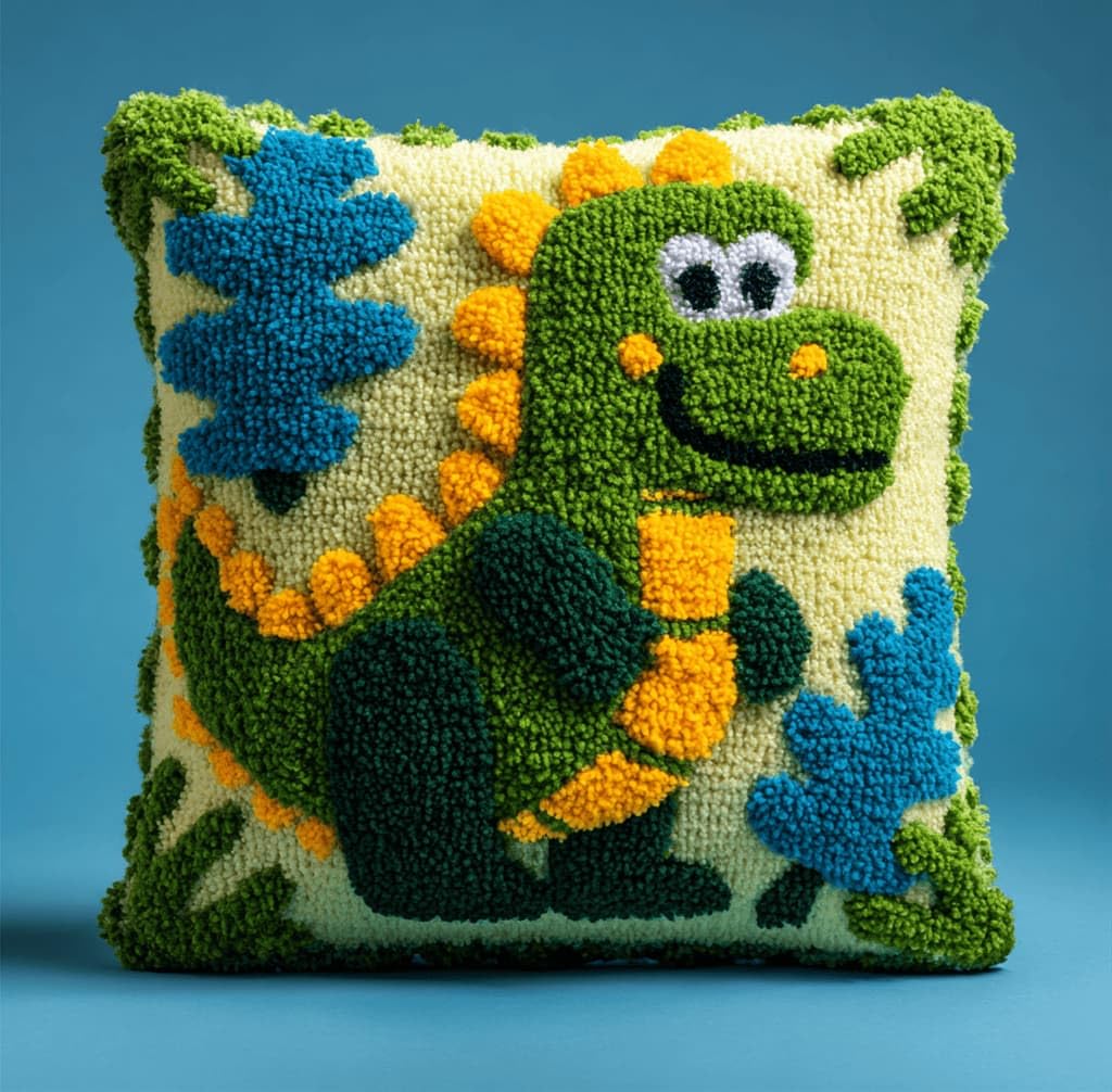 Latch Hook Cushion Kit,Leaves DIY Throw Pillow Cover 43X43Cm