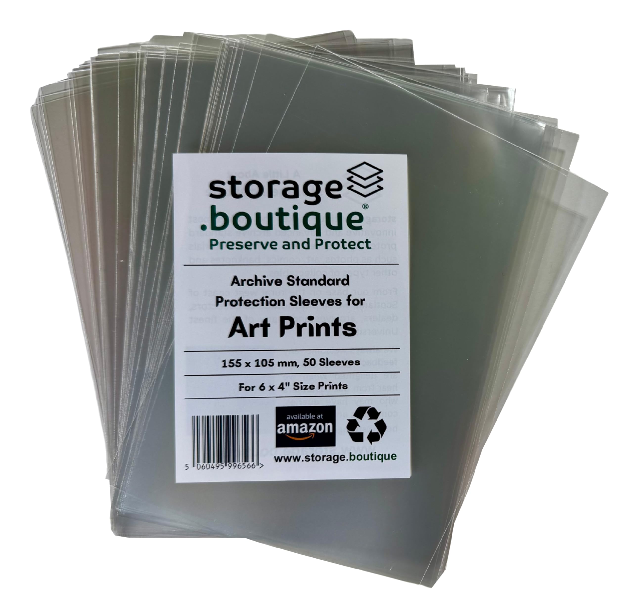 storage.boutique Art Print Protection Sleeves, Archive Standard, Acid Free, 6 x 4 Inches, 155 x 105 mm, 50