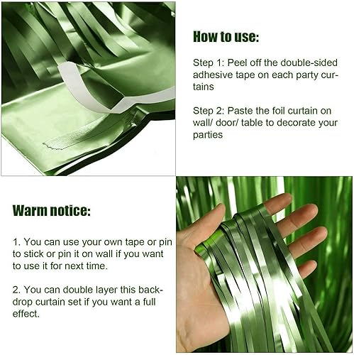 Miniatura 10 de Paquete de 4 cortinas de flecos de papel de aluminio morado claro, 3.28 pies x 9.84 pies, cortinas metálicas de oropel para fiestas, accesorios de