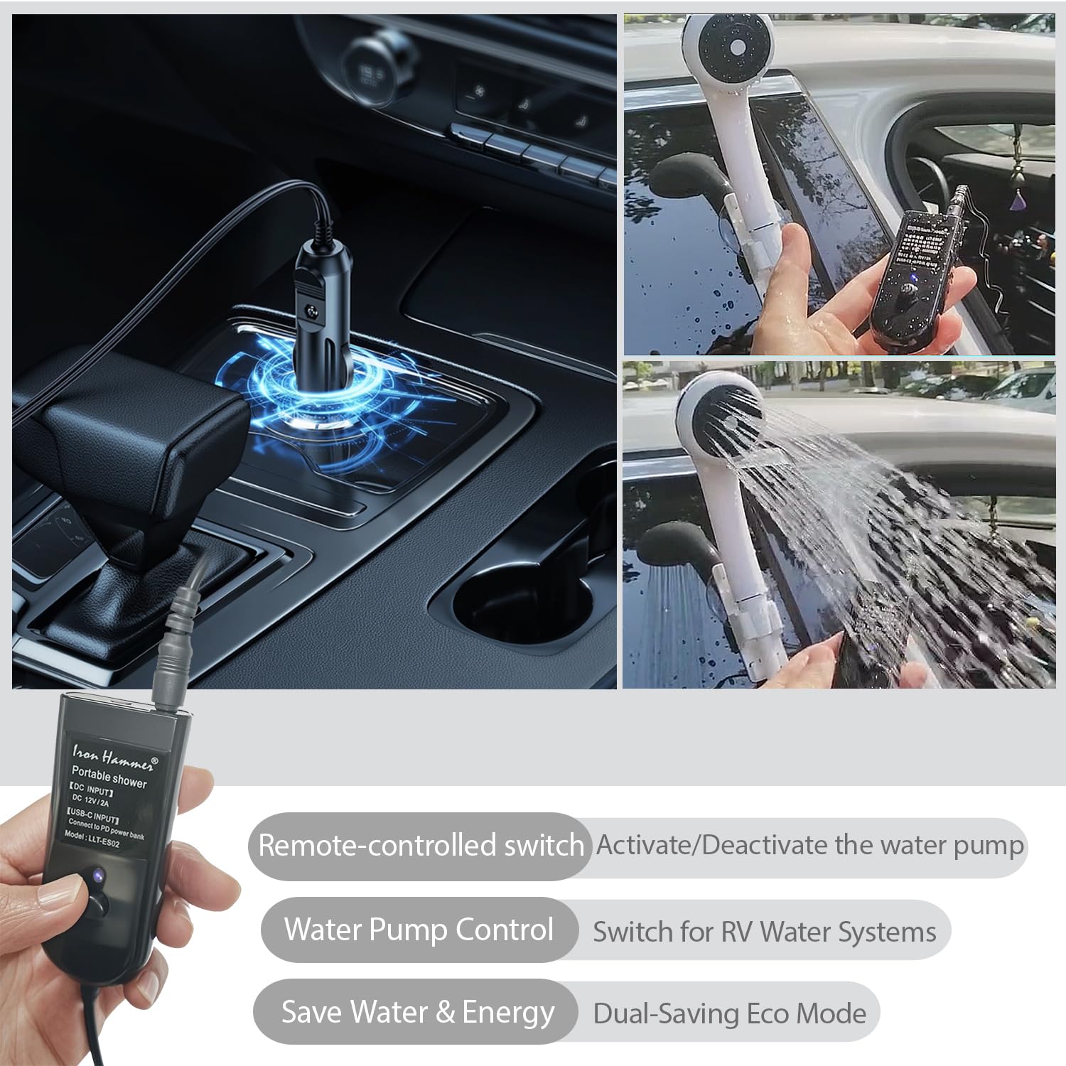 Amazon.com: Portable 12V High Pressure Camp Shower Pump Compatible with Car  Lighter Plug&PD fast charging portable power banks by USB-C,Outdoor Shower  for Camping,RV (Blue-12V Car Lighter Plug) : Sports & Outdoors