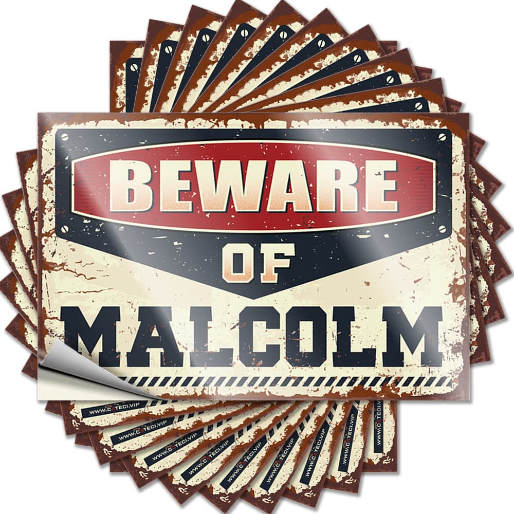 Bumper Sticker Beware of Malcolm Funny Sticker 10 Pcs Inappropriate Stickers Car Decals(8X12CM)