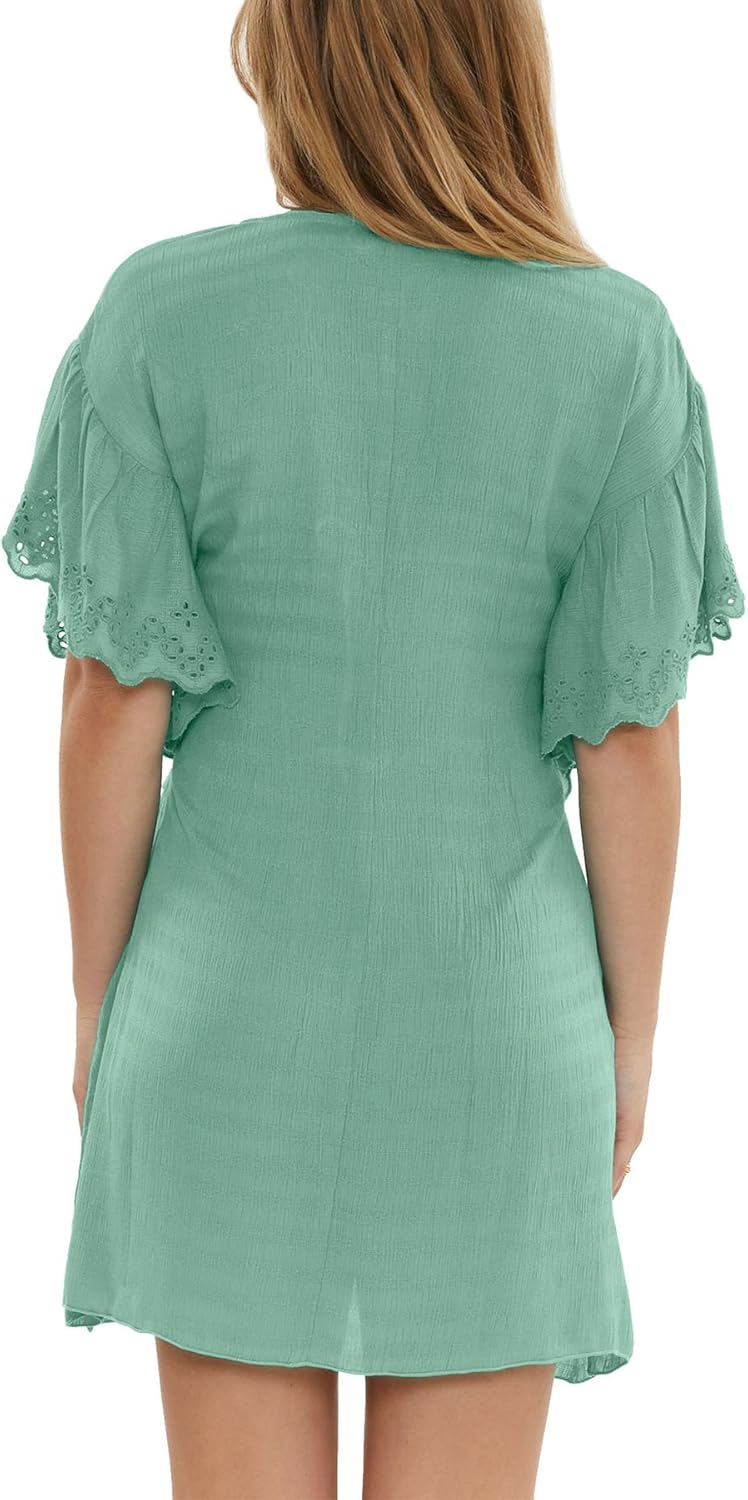 BECCA womens Barbados Woven Tunic, Plunge Neckline, Beach Cover Ups for Women - Image 3