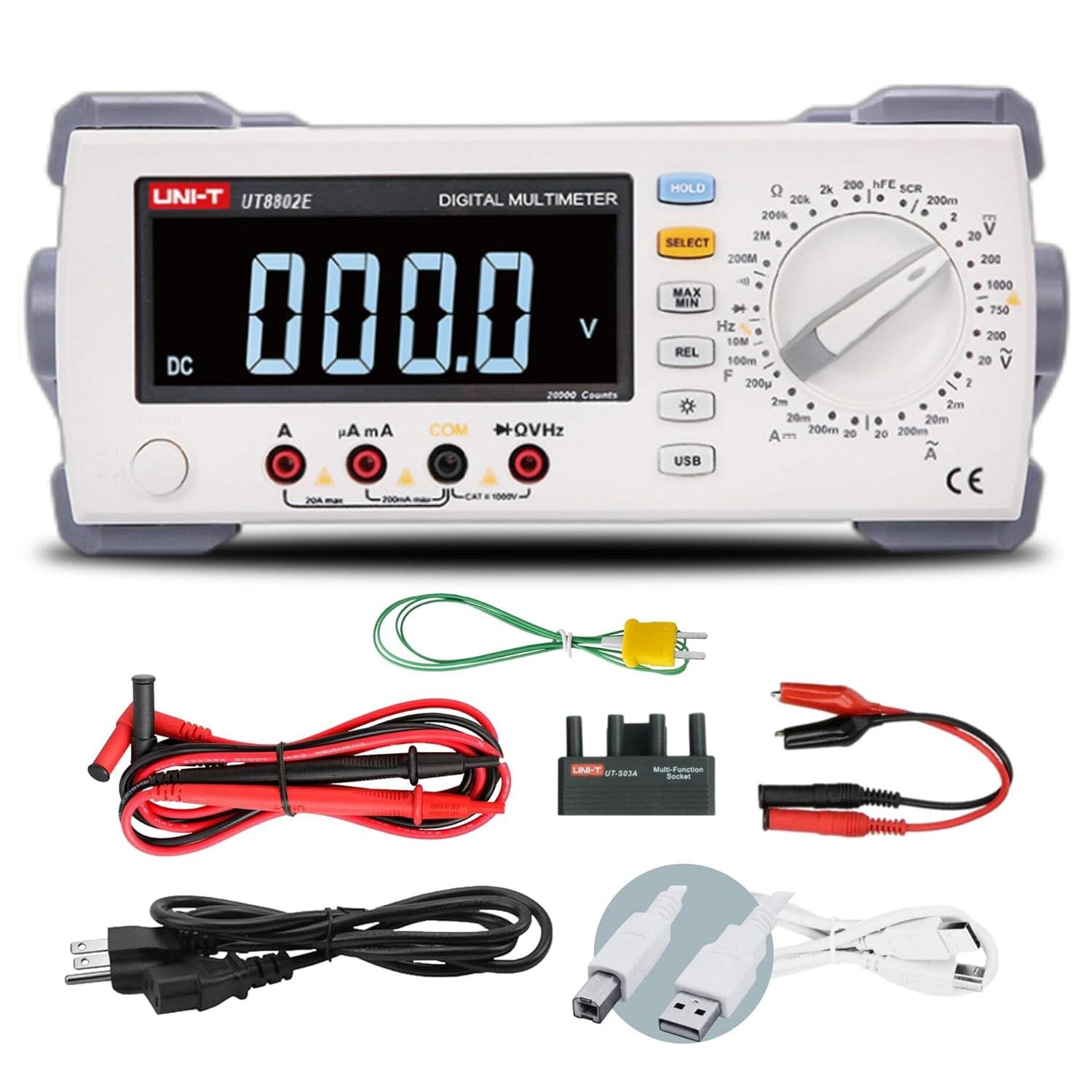 UNI-T UT8802E Digital Multimeter 200000 Counts 100kHz Frequency Response Reading Resolution 5K rdgs/s Fastest Test Rate (UT8802E)