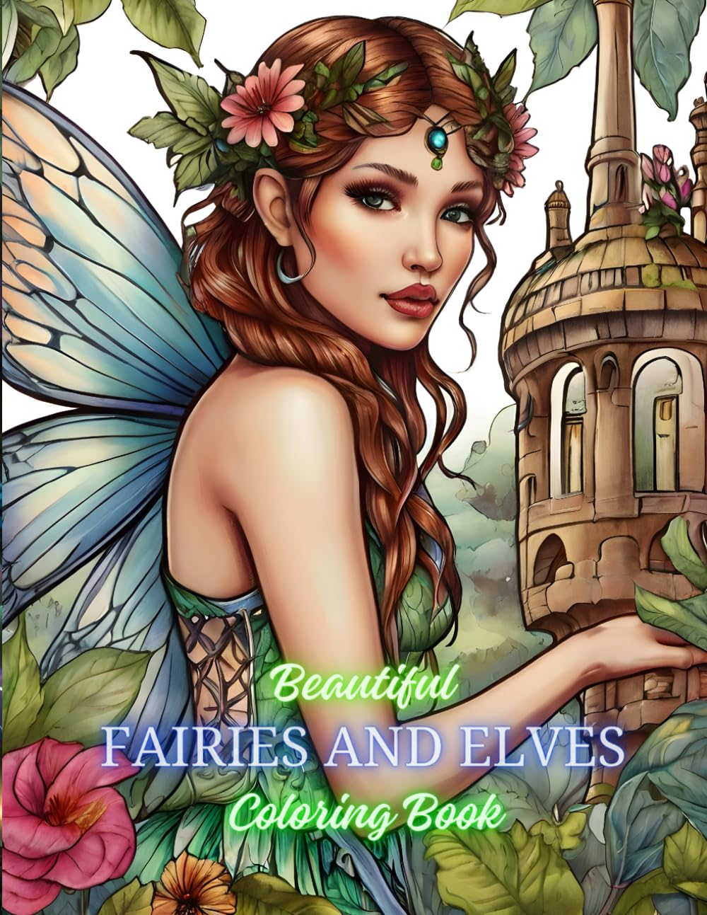 Beautiful Fairies And Elves: Coloring Book with 39 unique illustrations to colour For Greyscale Fans