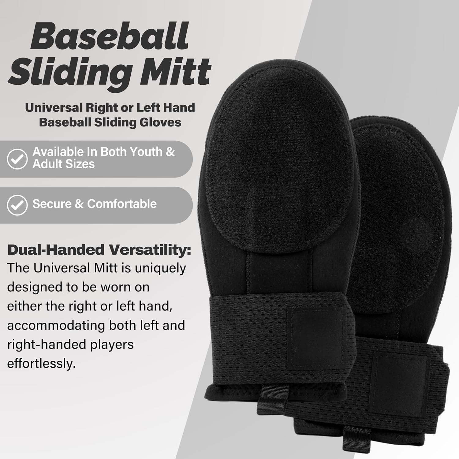 Guante deslizante de béisbol universal para mano derecha o izquierda, guante deslizante de béisbol para jóvenes y adultos, neopreno, correa de compresión ajustable para la muñeca