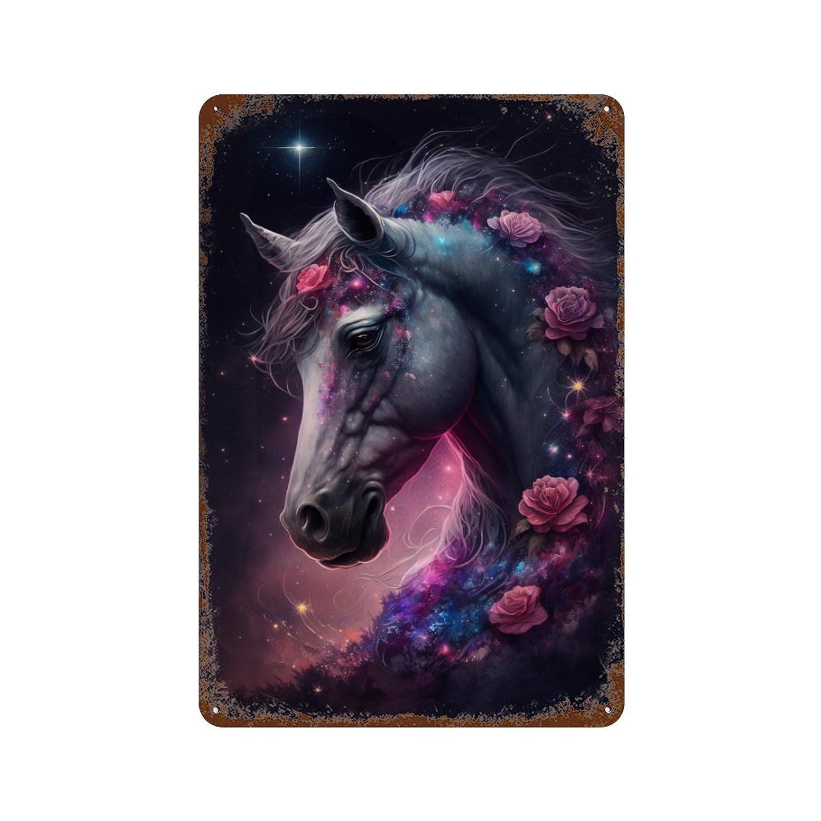 Magical Unicorn Fantasy Art Retro Metal Sign 11.8"x7.9", Shabby Chic Decor for Bistro, Counter And Cafe Decor