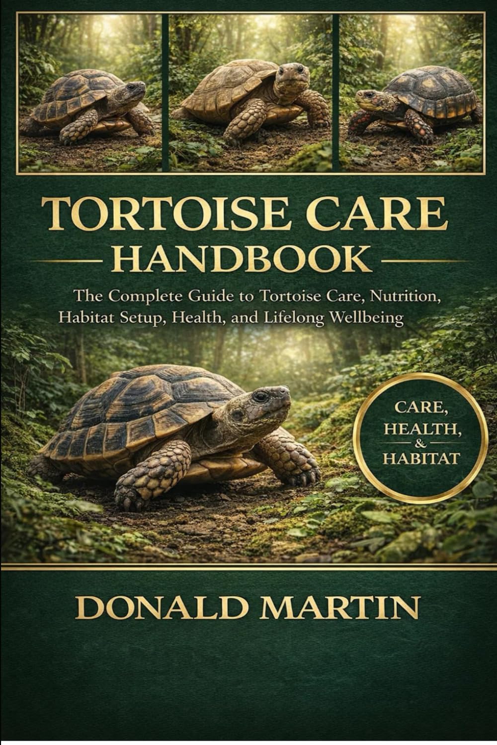TORTOISE CARE HANDBOOK: The Complete Guide to Tortoise Care, Nutrition, Habitat Setup, Health, and Lifelong Wellbeing.