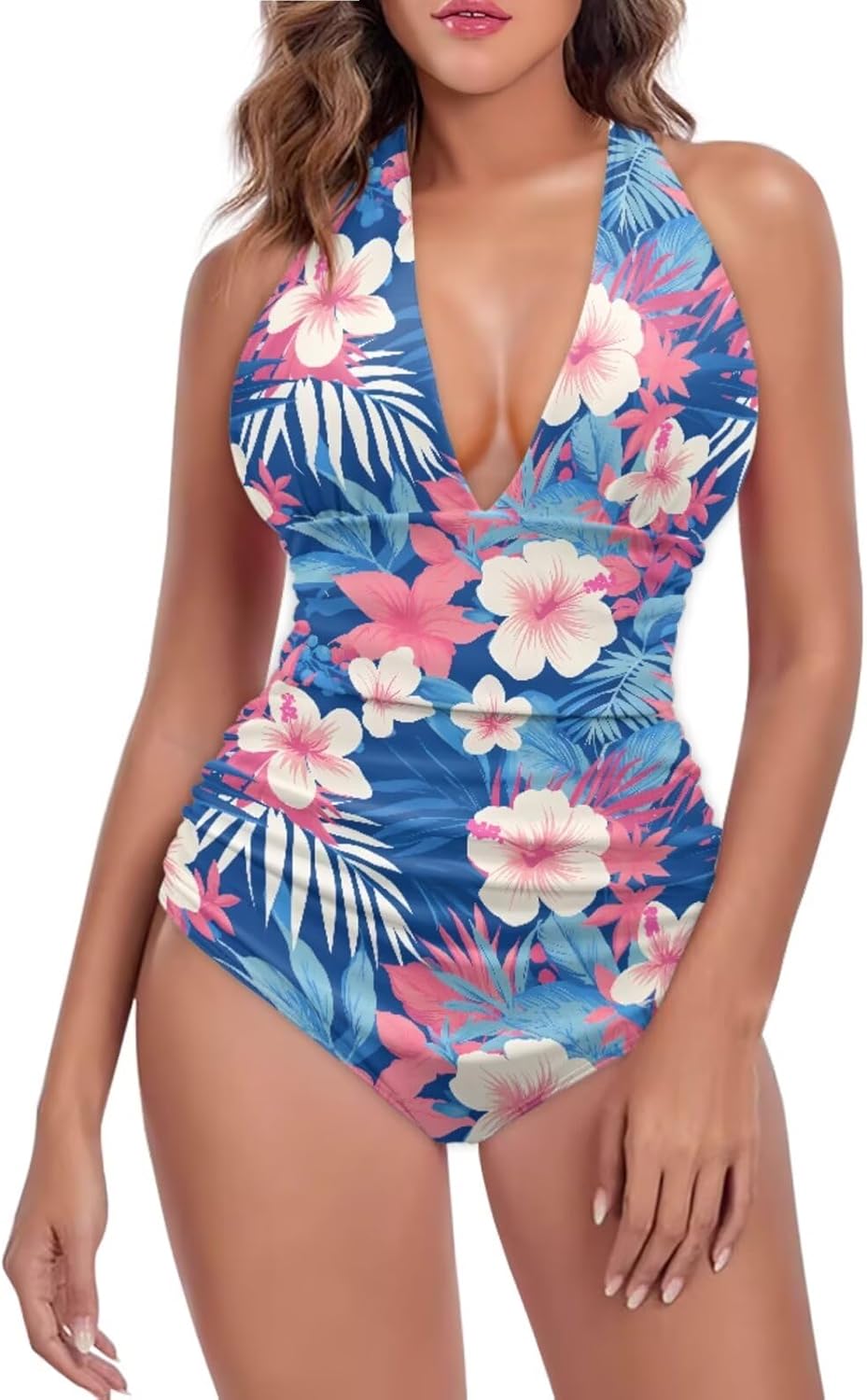 Womens One Piece Swimsuit with Cover Up Sarong Wrap Skirt Tummy Control Bikini Set Two Piece Bathing Suit Plus Size