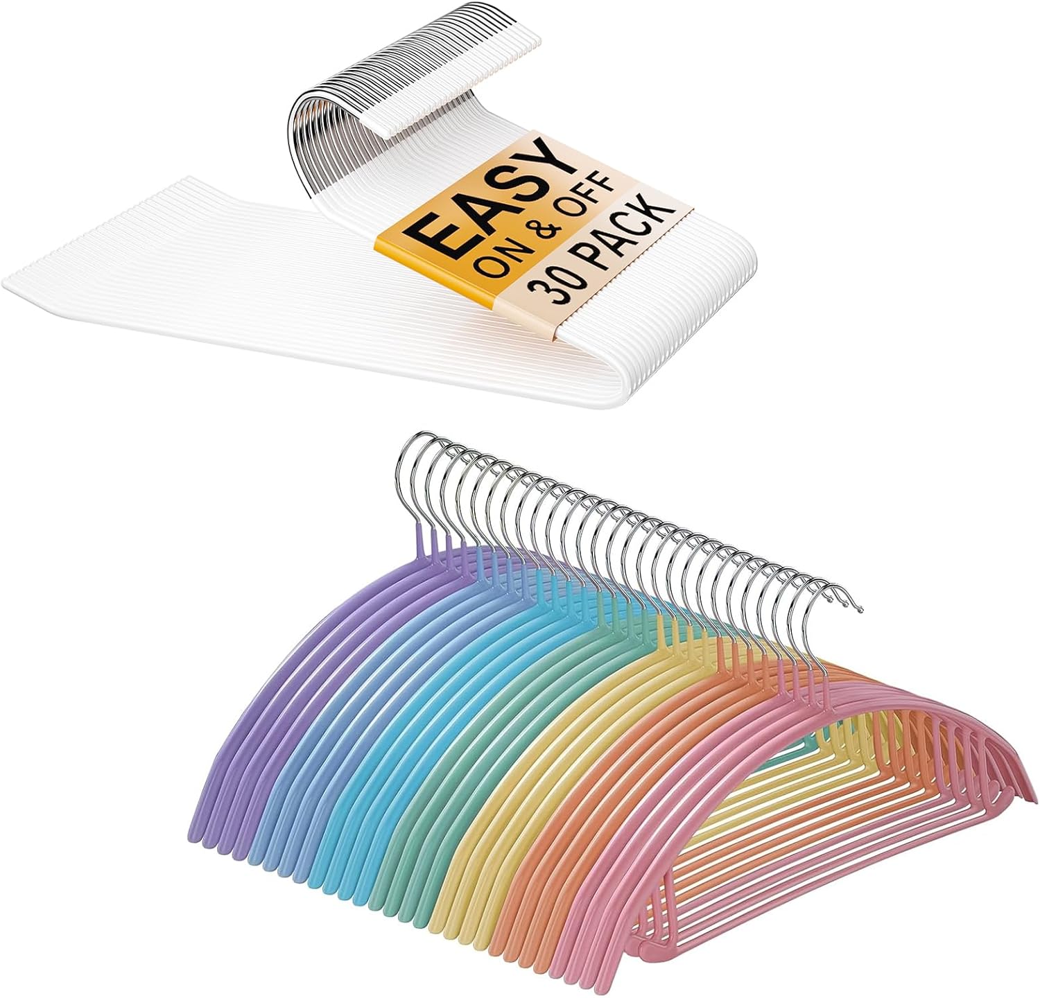 MOPALL Clothes Hangers Non Slip Metal Durable Open Ended Clothes Hangers for Closet, Rubber Coated Heavy Duty Space Saving Trouser Hanger for Pants, Jeans, Suit, Dress, Jacket, Shirt