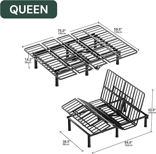 Miniatura 2 de SunsGrove Base de cama ajustable Queen con control remoto inalámbrico, gravedad cero, inclinación de cabeza y pie, antirronquidos, preajustes de