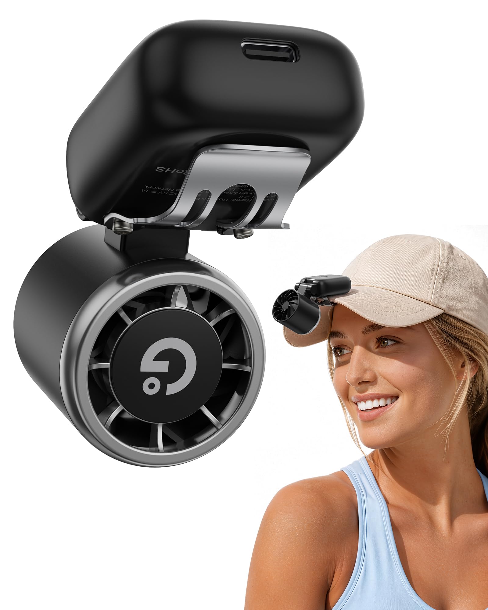 gaiatop Mini Clip On Fan Portable, Small Personal Hat Fan Clip On, 67g Ultra-Light, 3-in-1 Mini Fans Rechargeable, 3 Speeds 180° Tilt, Hands-Free Outdoor Sports Travel Essentials, Women Men, Black