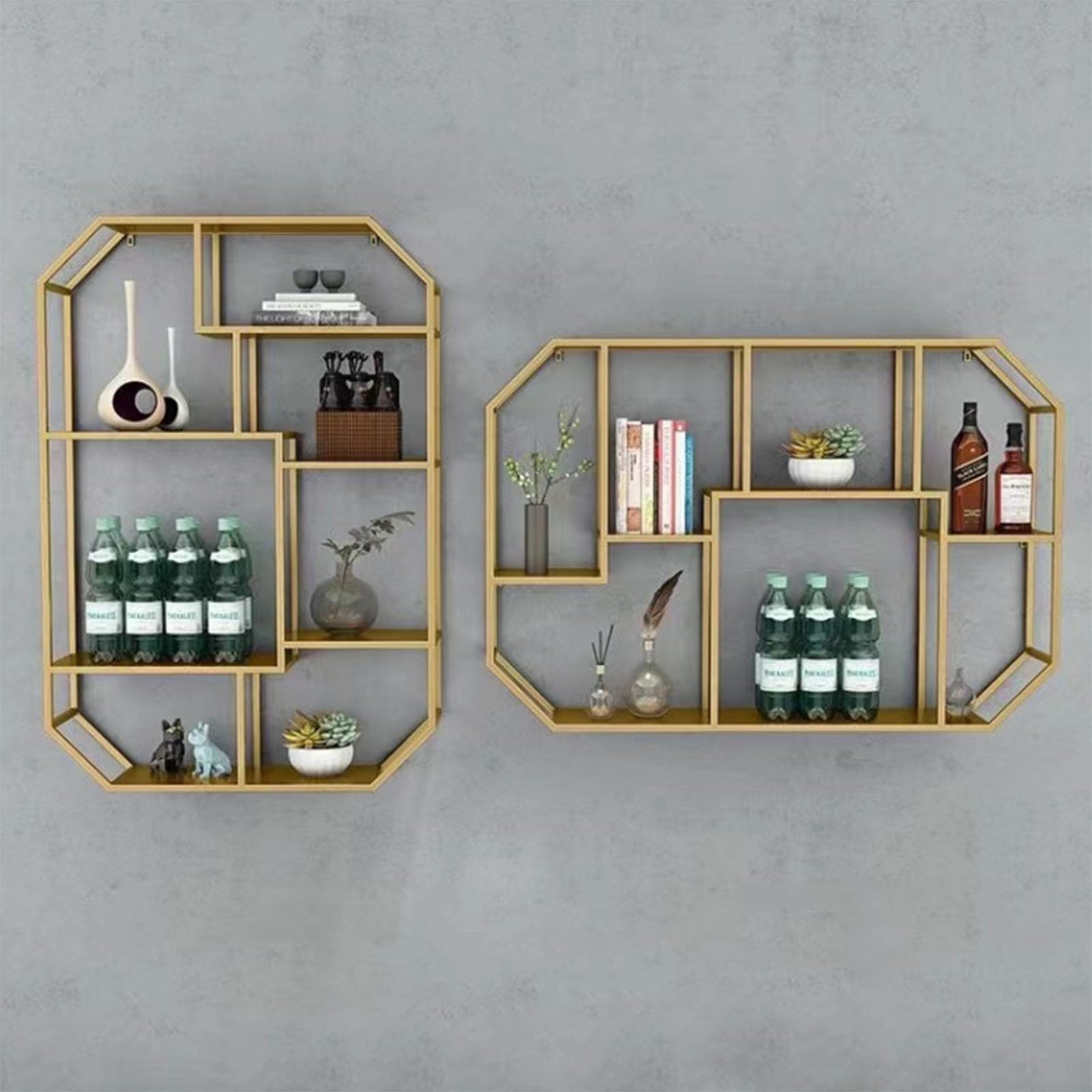 Mensola da parete galleggiante, mensola decorativa geometrica, moderna mensola in metallo per camera da letto e soggiorno