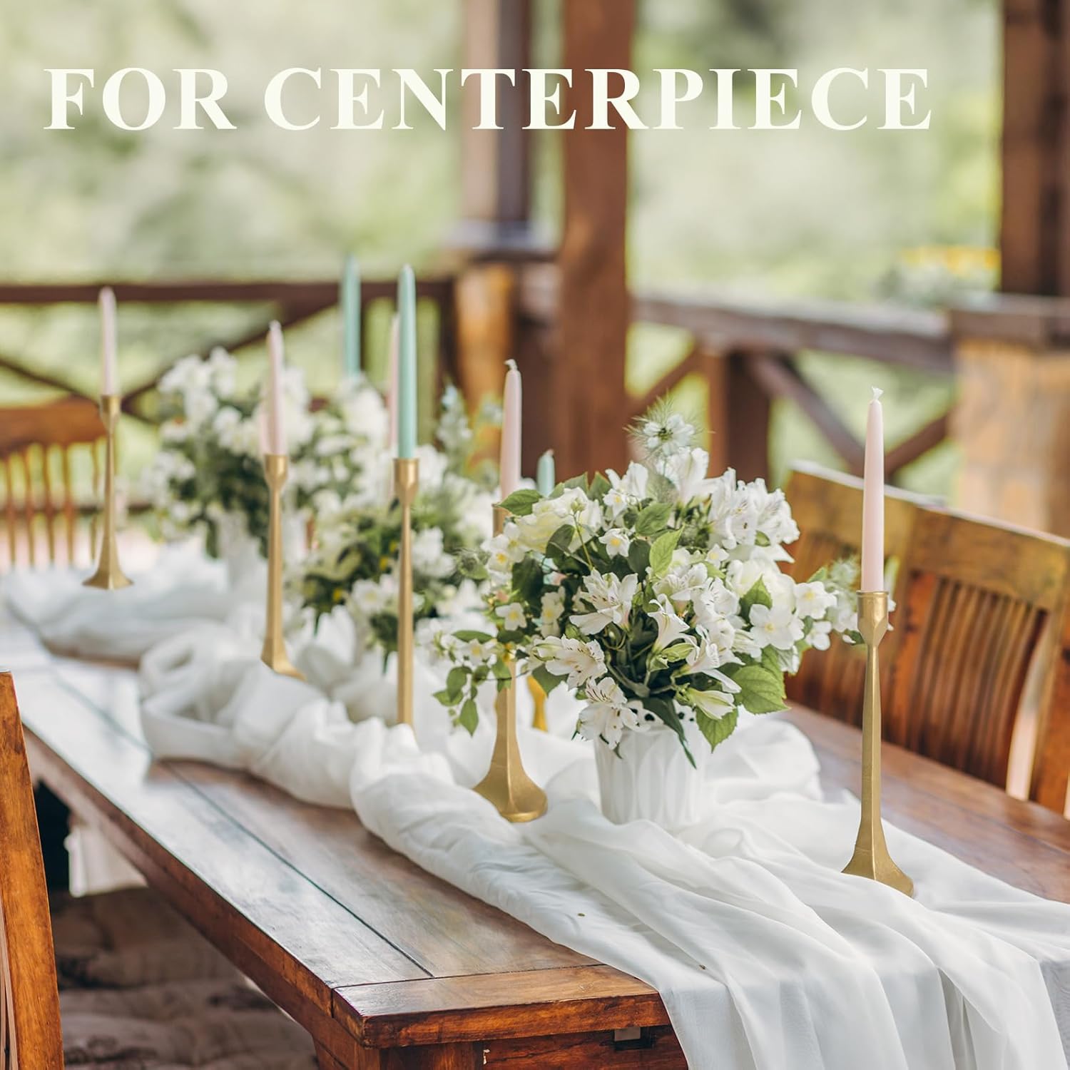 Cast Iron Tall Antique Brass Candlestick Holders Set of 3, Bronze Vintage Gold Tall Taper Candle Holders, Candle Sticks Holders Decor for Home Decor, Mantle, Table-11.8"+13.8"+15.4"(Gold) - Image 9