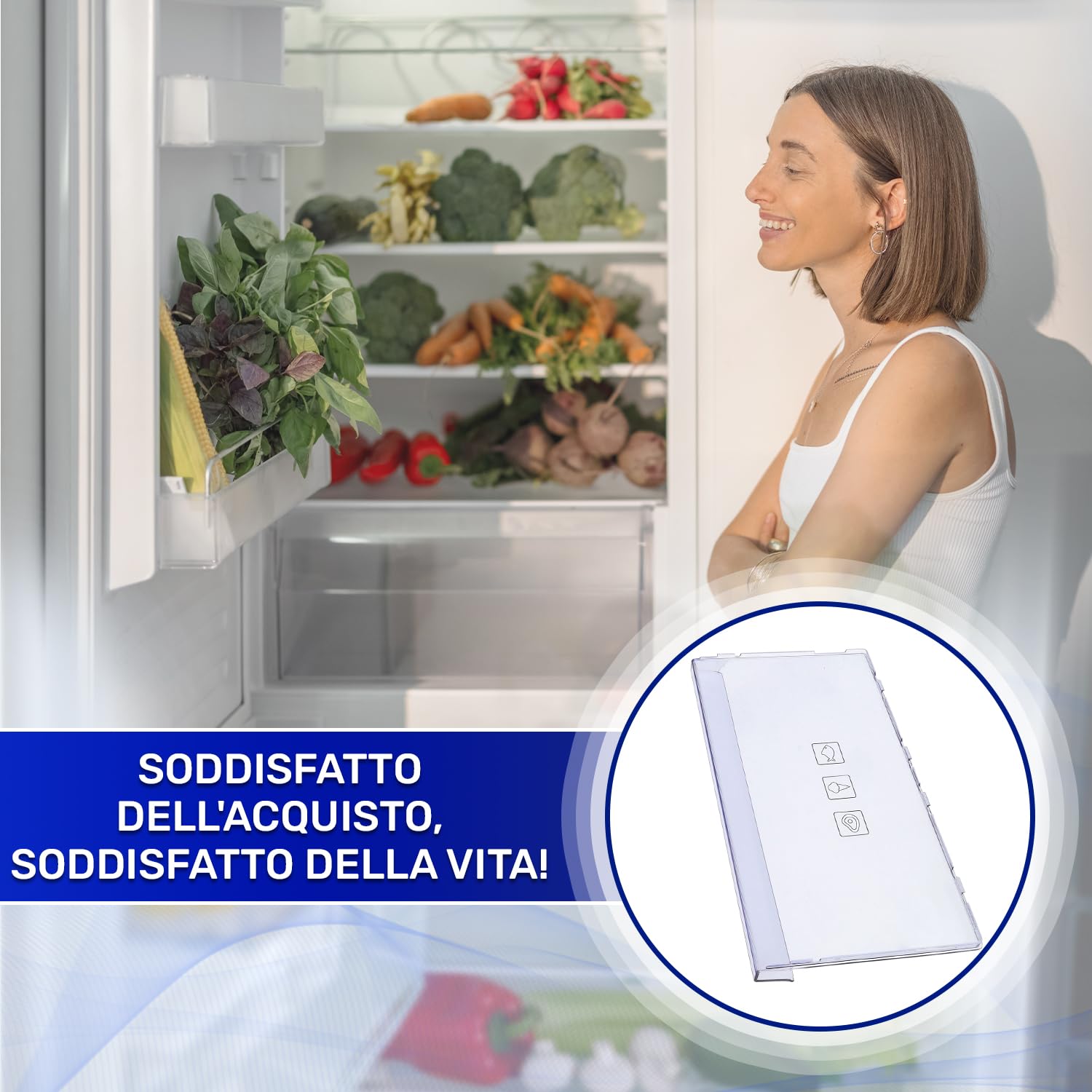 Pannello Frontale Cassetto Frigorifero e Congelatore 402x150x36 mm con Codice Originale 4638250500 4640640200 per Beko C00864528 C00864952 per Whirlpool per Indesit - Garanzia di 10 Anni - MONTERAL