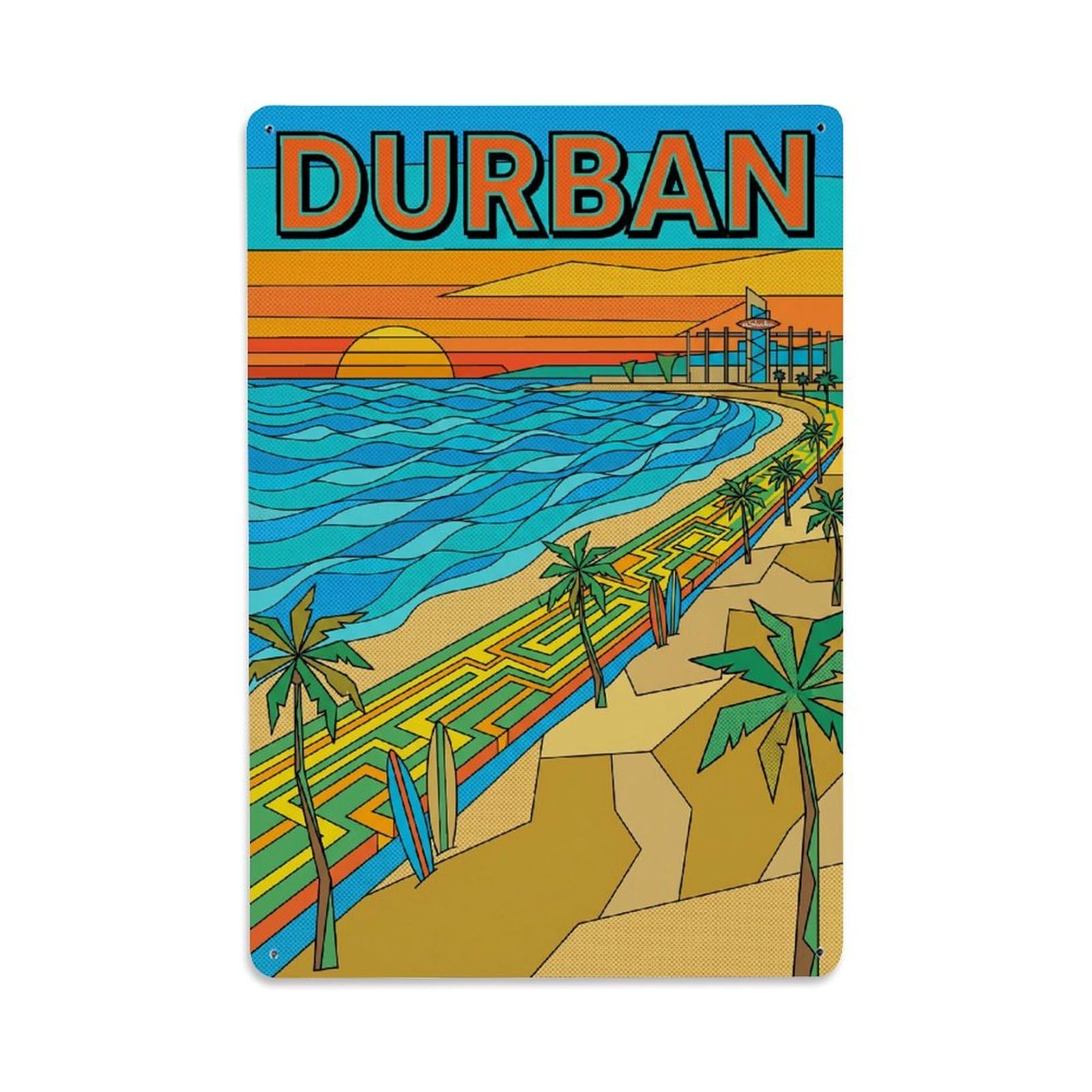Gead 8X12inch Style Retro South Africa Durban Travel Metal Tin Sign