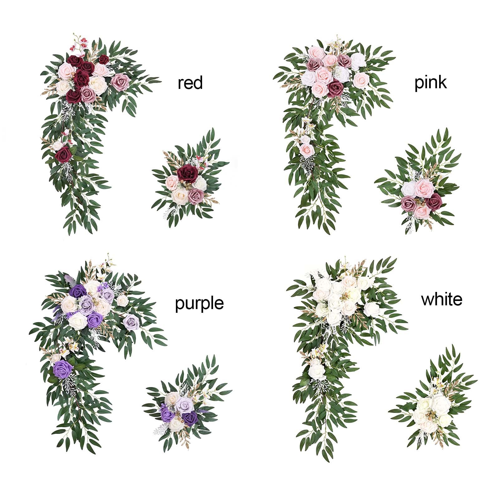 2 Stück Hochzeitsbogen-Blumen, Künstliche Rosen-Pfingstrosen-Blumengirlanden mit Grünen Eukalyptusblättern, Hochzeits-Willkommensschilder, Künstliche Grüne Girlanden für (B)