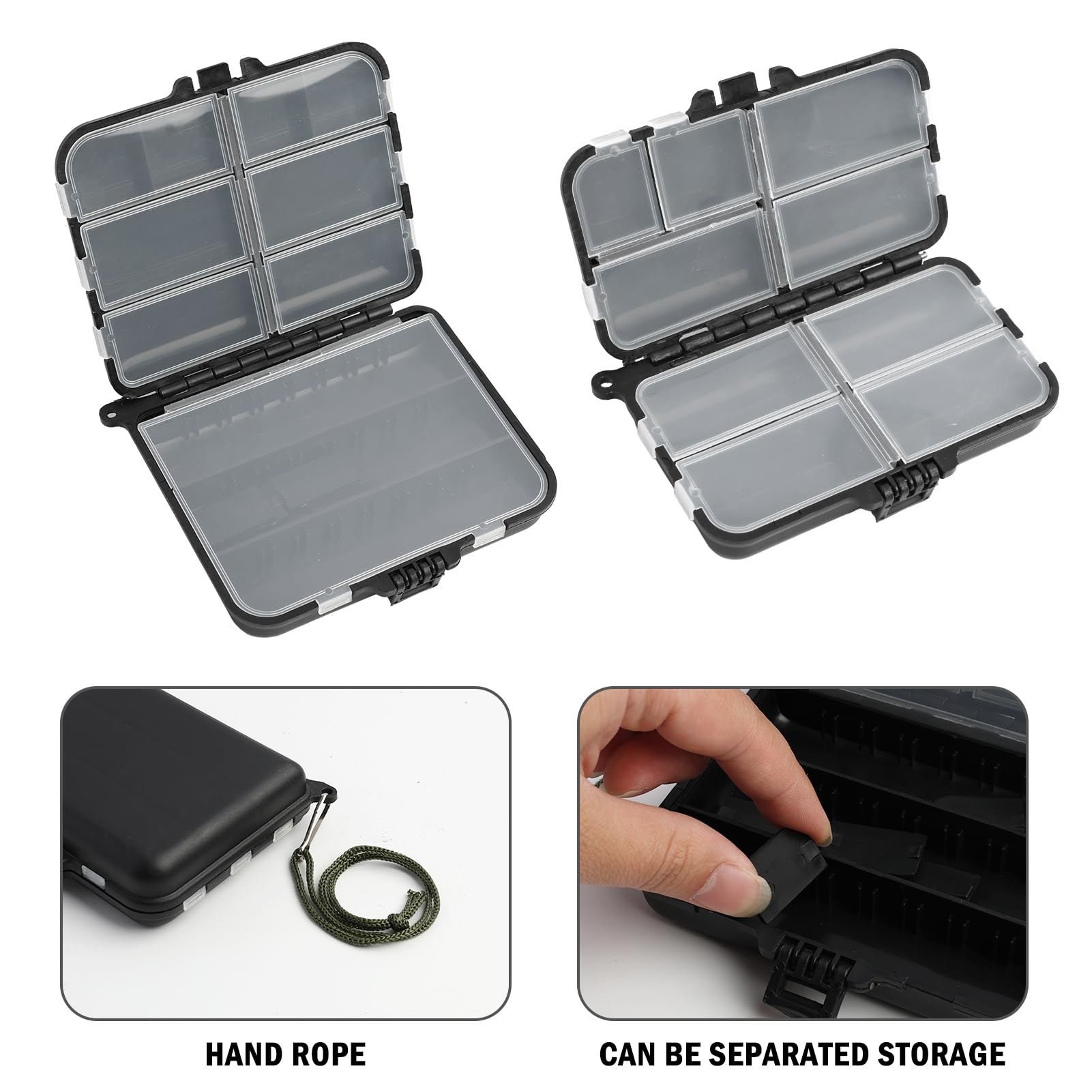 2 PCS Scatola Di Immagazzinaggio Di Plastica Fishing Tackle Box, Scatola Da Pesca Impermeabile A Doppia Faccia Con 7 E 9 Scomparti Per Accessori Da Pesca, Ideale Per Esche E Attrezzature