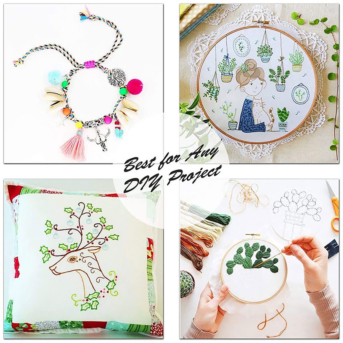 Fil Broderie 100/200/447 pièces mélanger les couleurs fil à broder coton écheveaux de couture artisanat point de croix fil Kit ligne outils de bricolage faire des Bracelets Fil A Broder(447pcs)