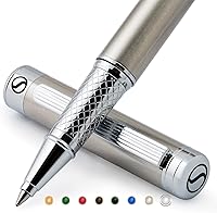 Vista 1 de Pluma de bola de acero inoxidable Scriveiner - Impresionante pluma de lujo de metal con acabado cromado plateado, repuesto de tinta Schmidt